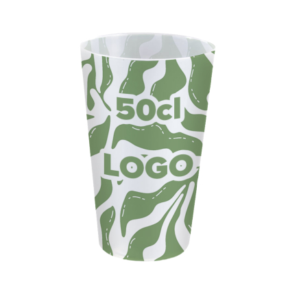 Vasos reutilizables personalizados de 50 cl con impresión a un color