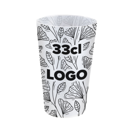 Vasos reutilizables personalizados de 33 cl con impresión a un color