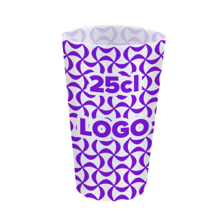 Vasos reutilizables personalizados de 25 cl con impresión a un color