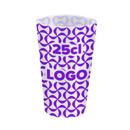 Vasos reutilizables personalizados de 25 cl con impresión a un color