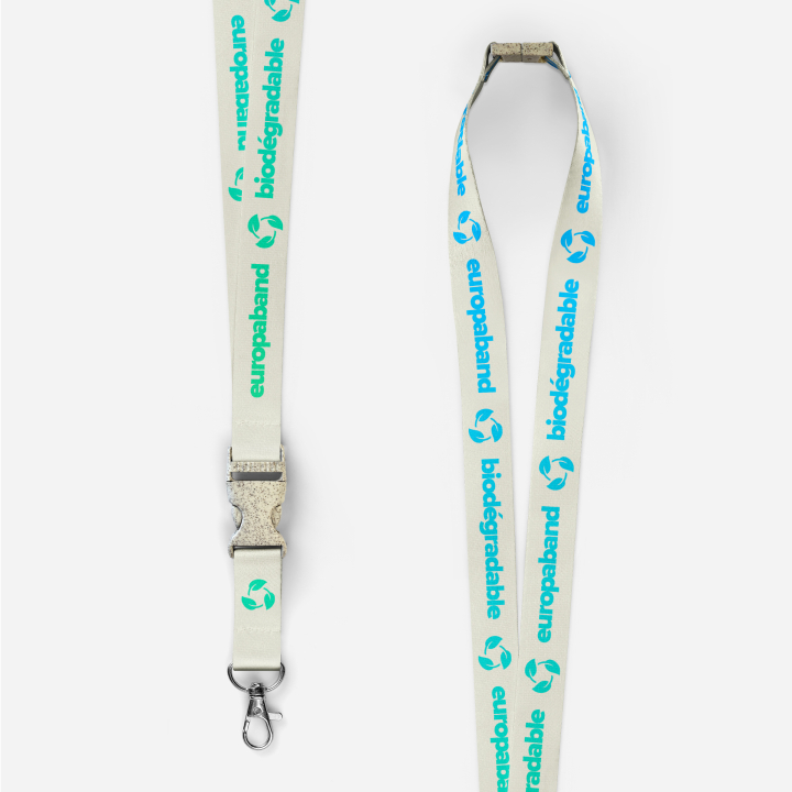 Lanyards biodegradables con cierre de seguridad y clip desmontable