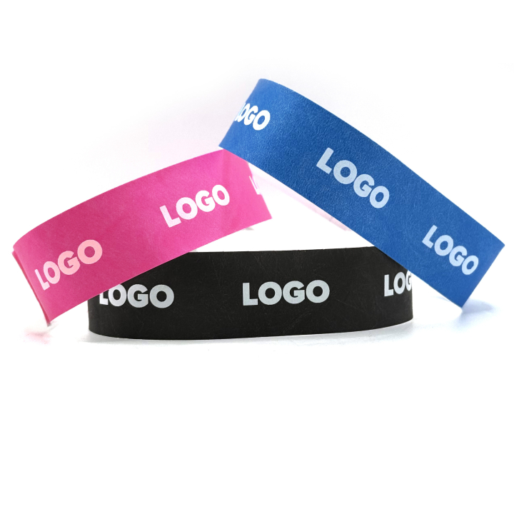 Pulseras Tyvek personalizadas con impresión blanca