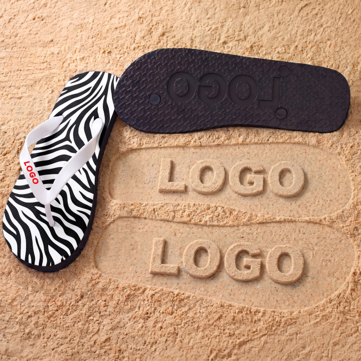 Chanclas negras o blancas personalizadas con impresión y grabado en la suela