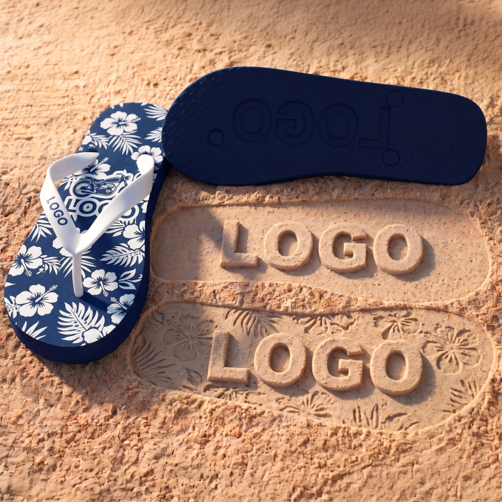 Chanclas personalizadas de colores con impresión y grabado en la suela